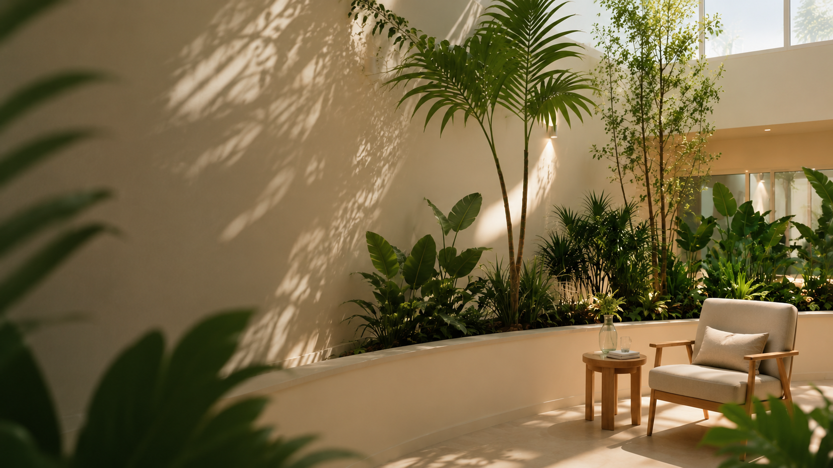 Cabinet médical lumineux avec des plantes