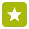 Black star icon centered on a lime green rounded square background.