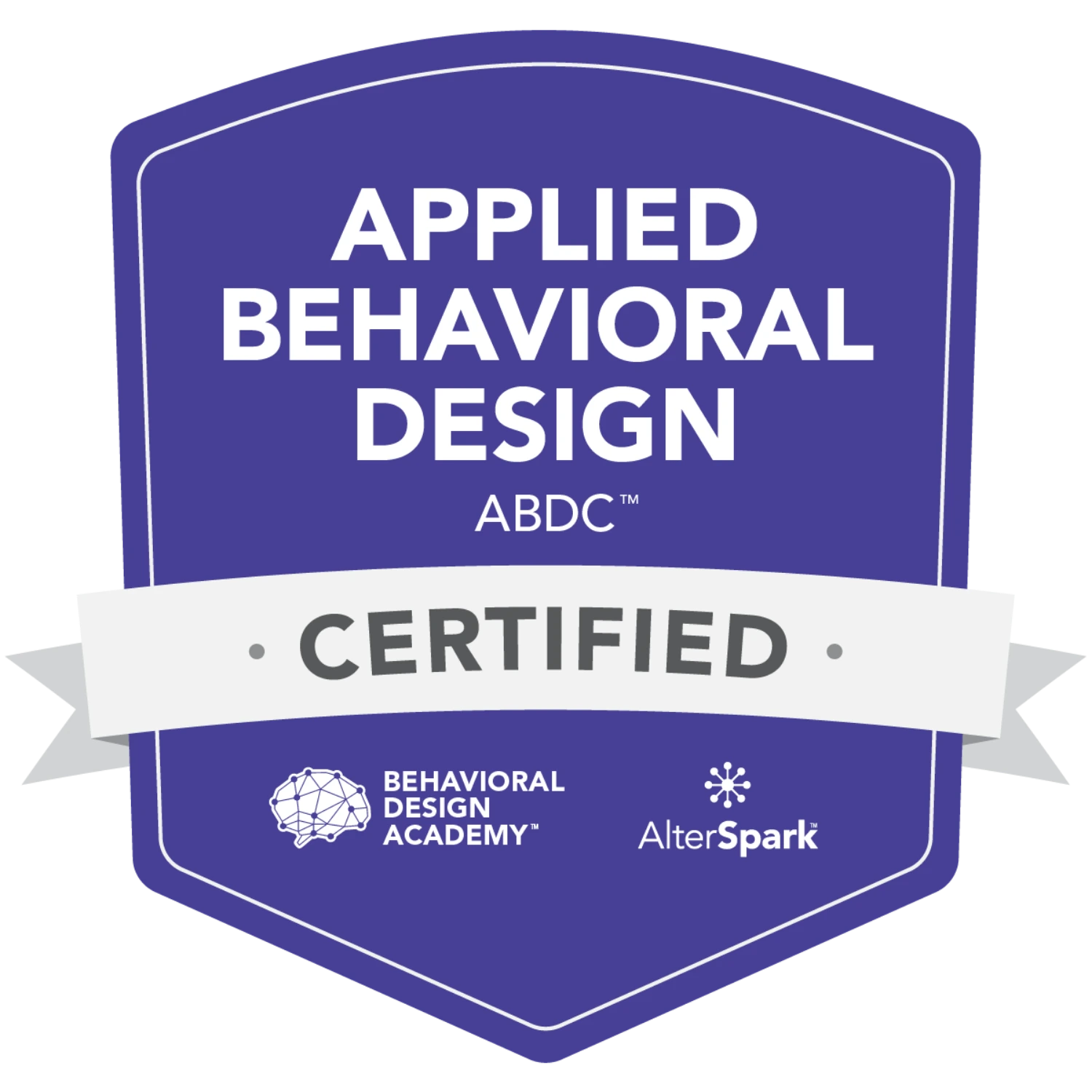 Applied Behavioural Design Mastery certification badge from Behavioral Design Academy