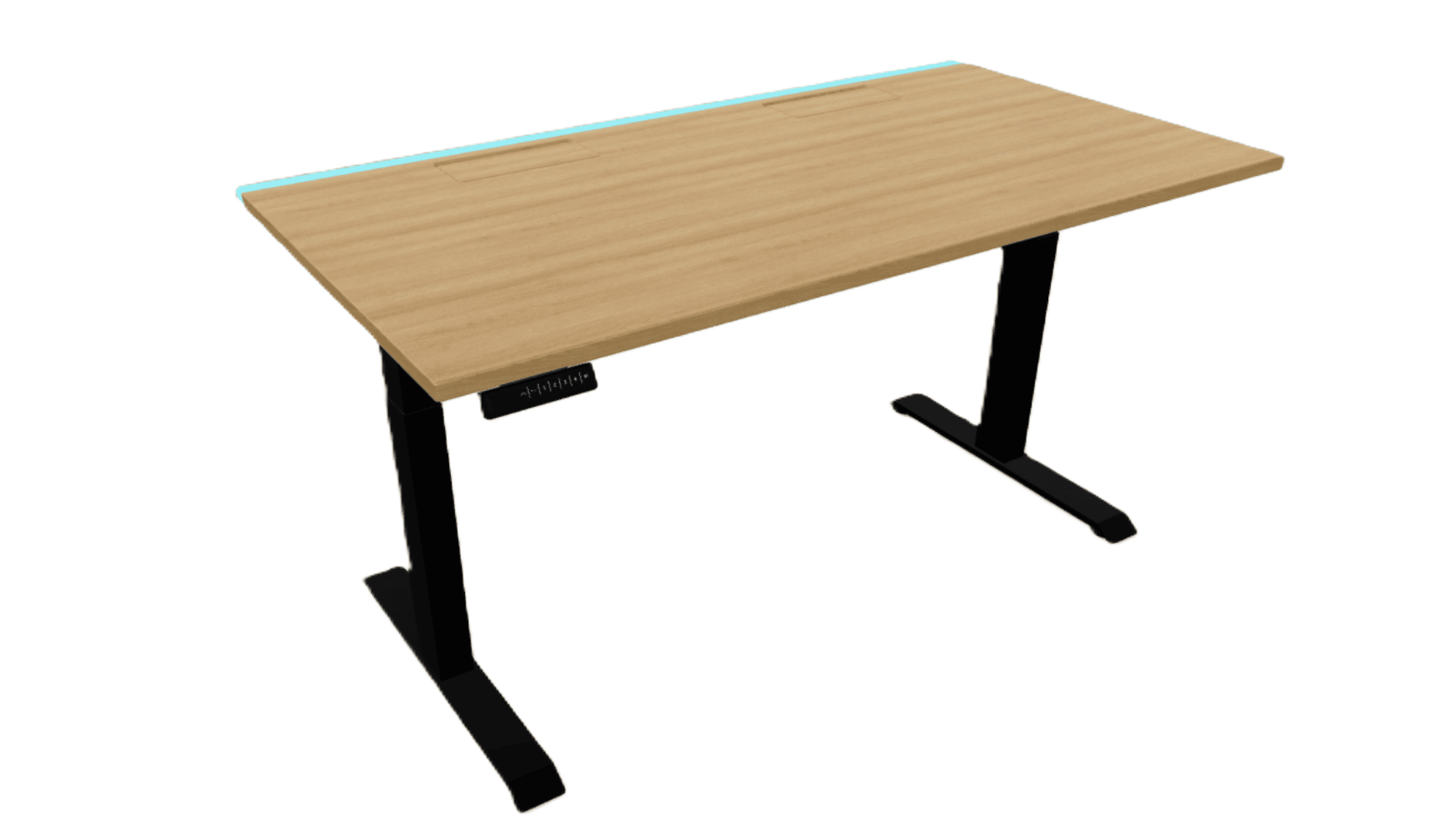ErgoHide Oak standing desk with epoxy LED light from another angle