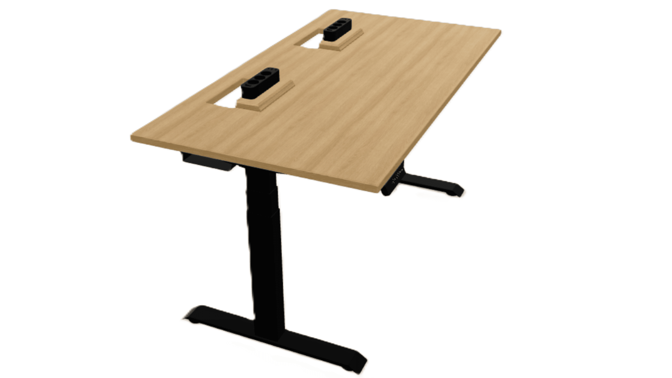 ErgoHide Oak standing desk with epoxy LED light from another angle
