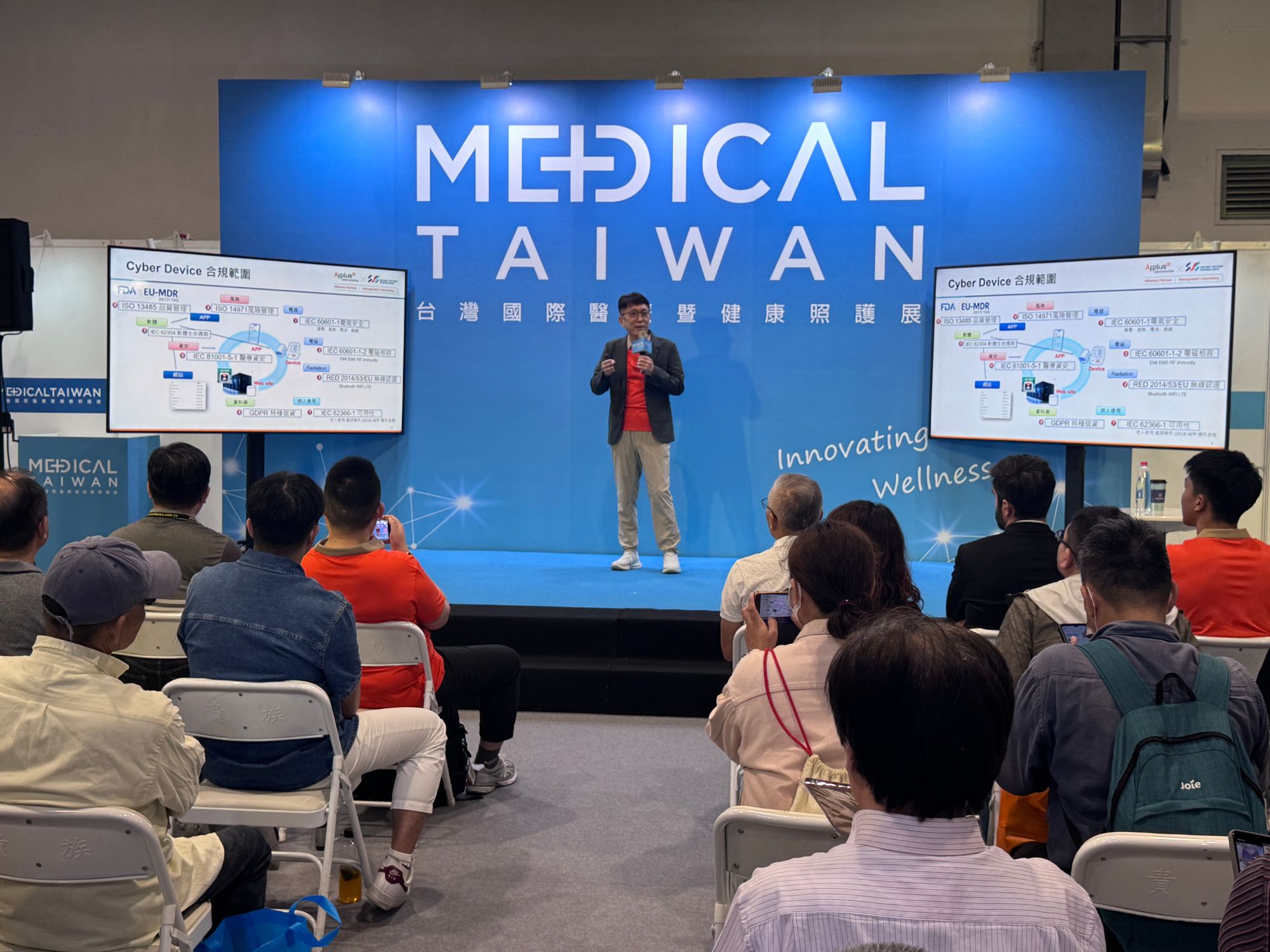 於 Medical Taiwan 舞台解說 Cyber Device 合規範圍。
