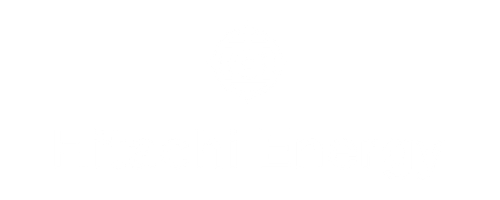 Logo Hitachi Energy avec symbole circulaire au-dessus du texte.