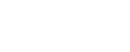 Logo GRDF en blanc sur fond noir.