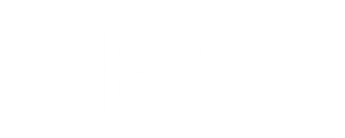 Logo SEFA en lettres majuscules blanches sur fond transparent.