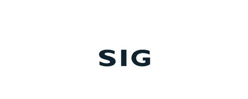 Logo SIG avec lettres noires sur fond blanc.