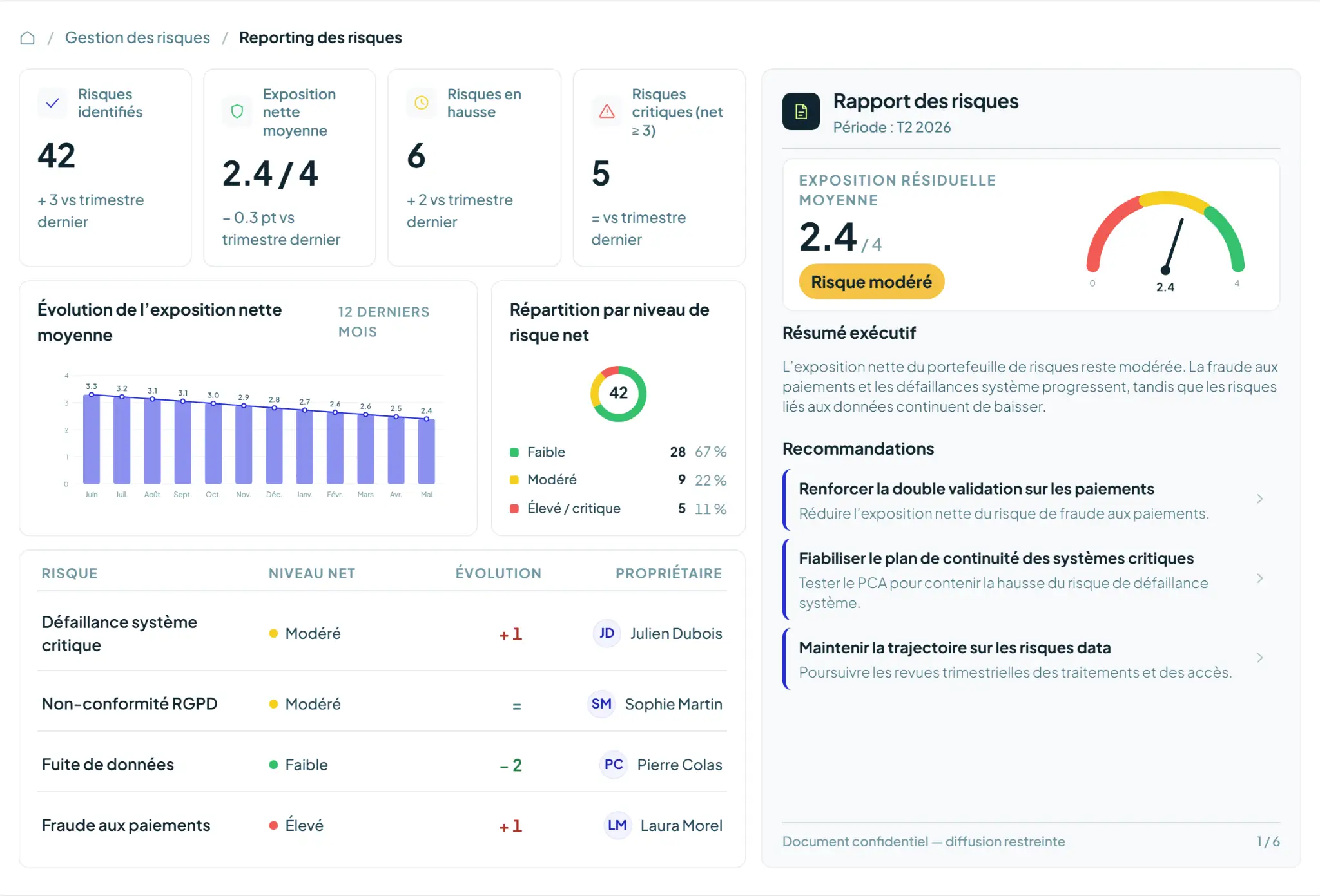 Logiciel gestion des risques