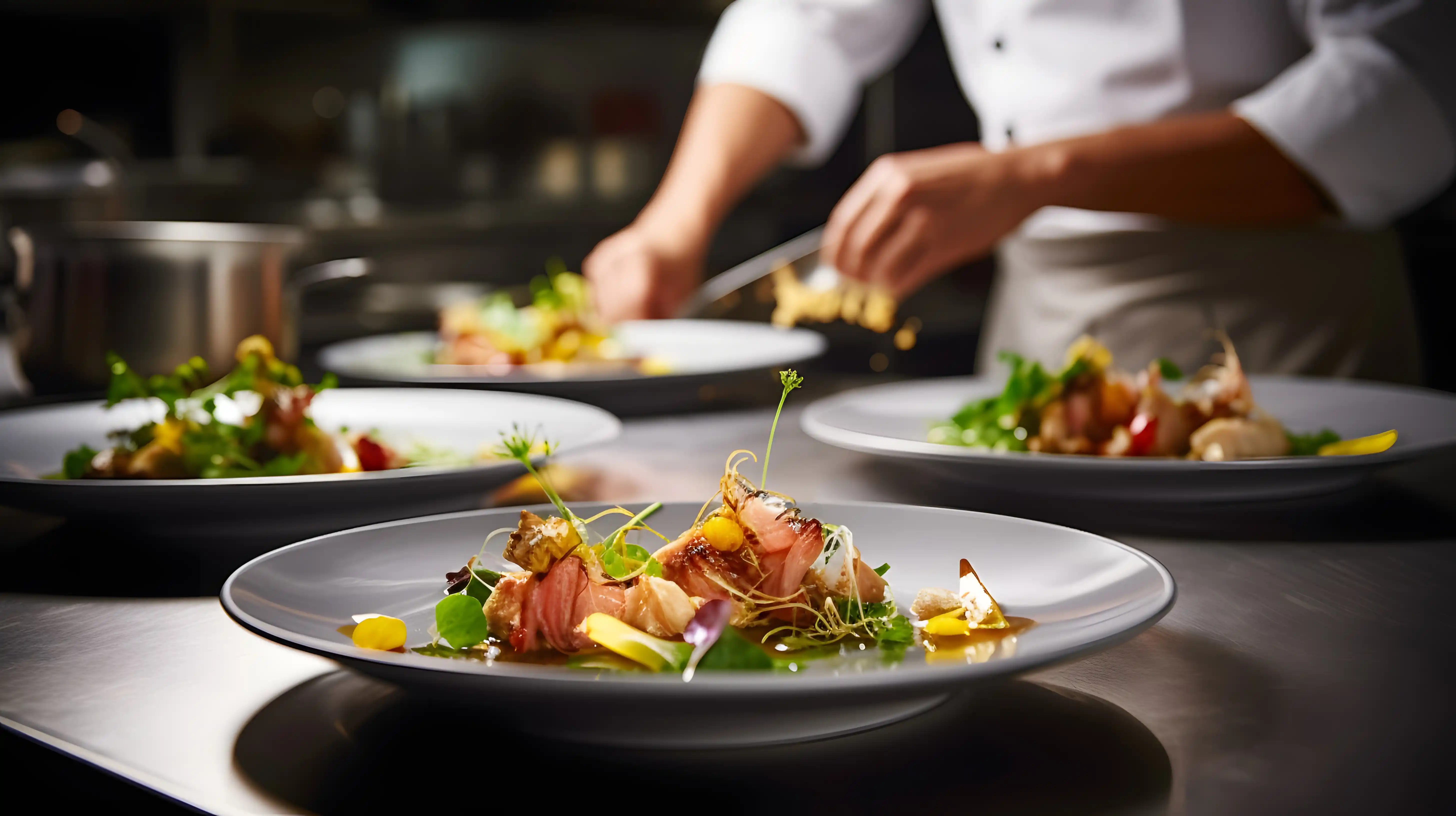 Teller werden in einer offenen Küche angerichtet, Dinner Date in Bielefeld