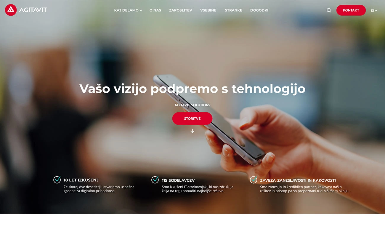 agitavit website hero design