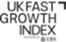 Black text saying UK FAST GROWTH 100 2023 stacked vertically.