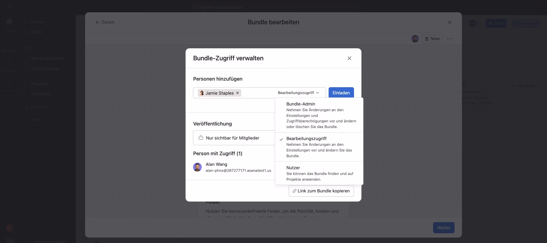 Asana Bundle-Zugriff verwalten