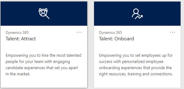 Screenshot of Power Apps Attract and Onboard modules.