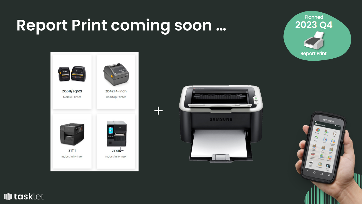 Visualization of the upcoming "Report Print" feature planned for Q4 2023.