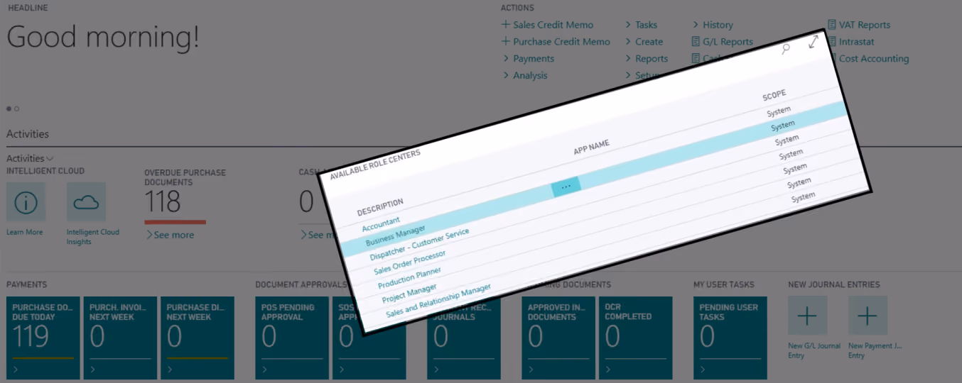 User roles in Business Central