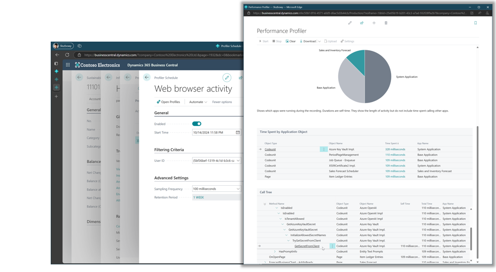 creenshot of Business Central Performance Profiler dashboard.