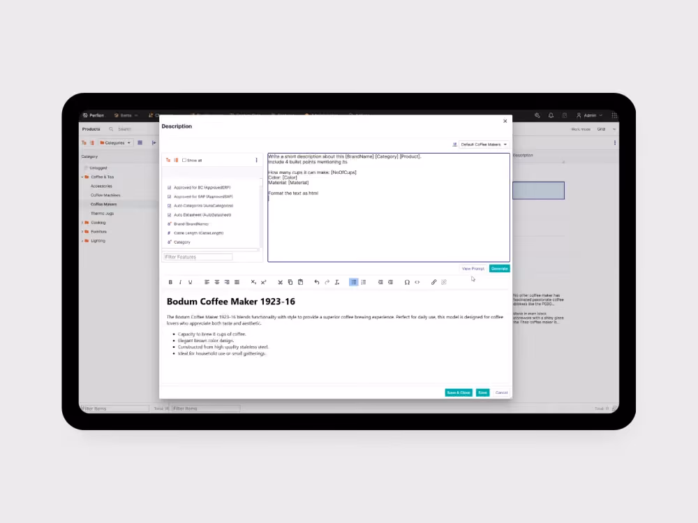 Fast and error-free product information