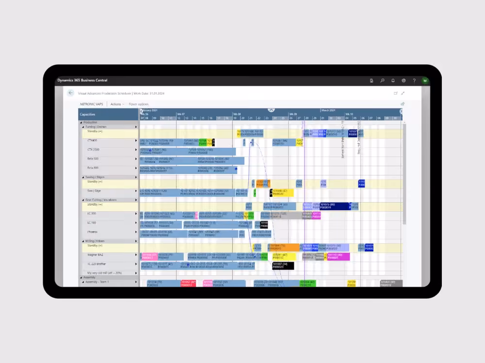 Manage production schedules in real time
