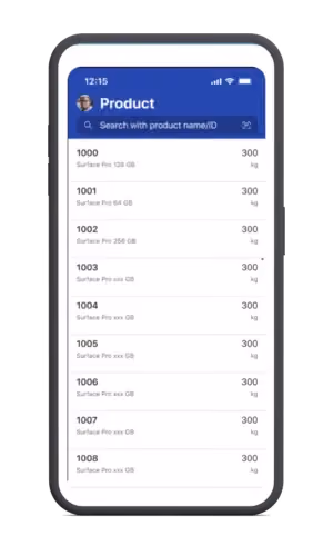 Business Central activity tiles with sales figures, shown on a phone