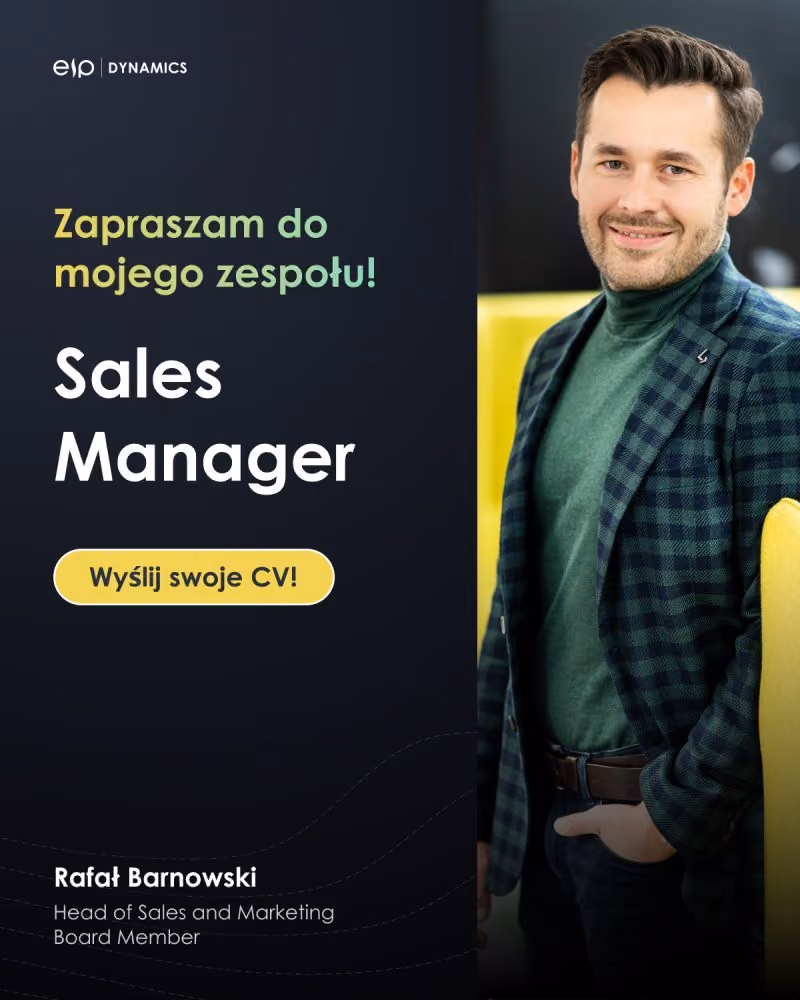 We are looking for a Sales Manager with a passion for Microsoft BusinessApplications to join our sales team, led by Rafał Barnowski