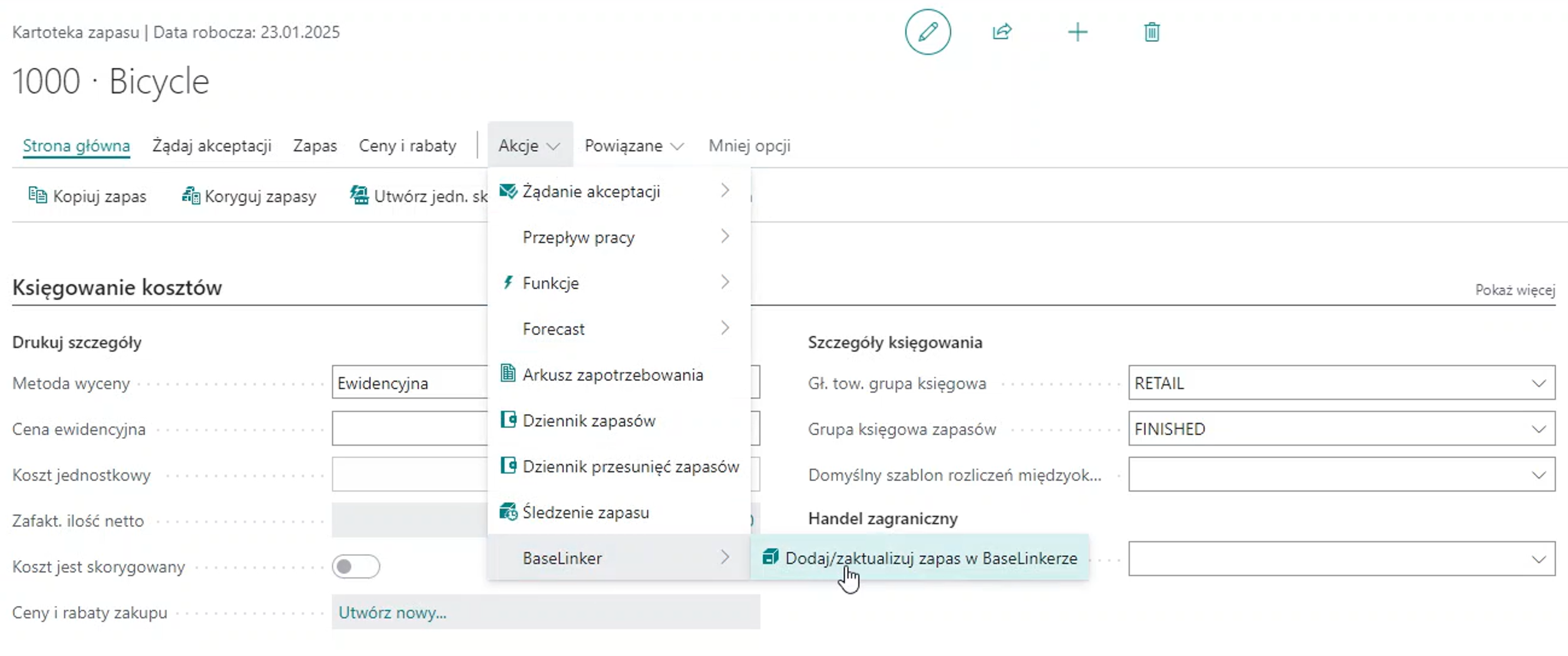 integracja Baselinker Microsoft Dynamics