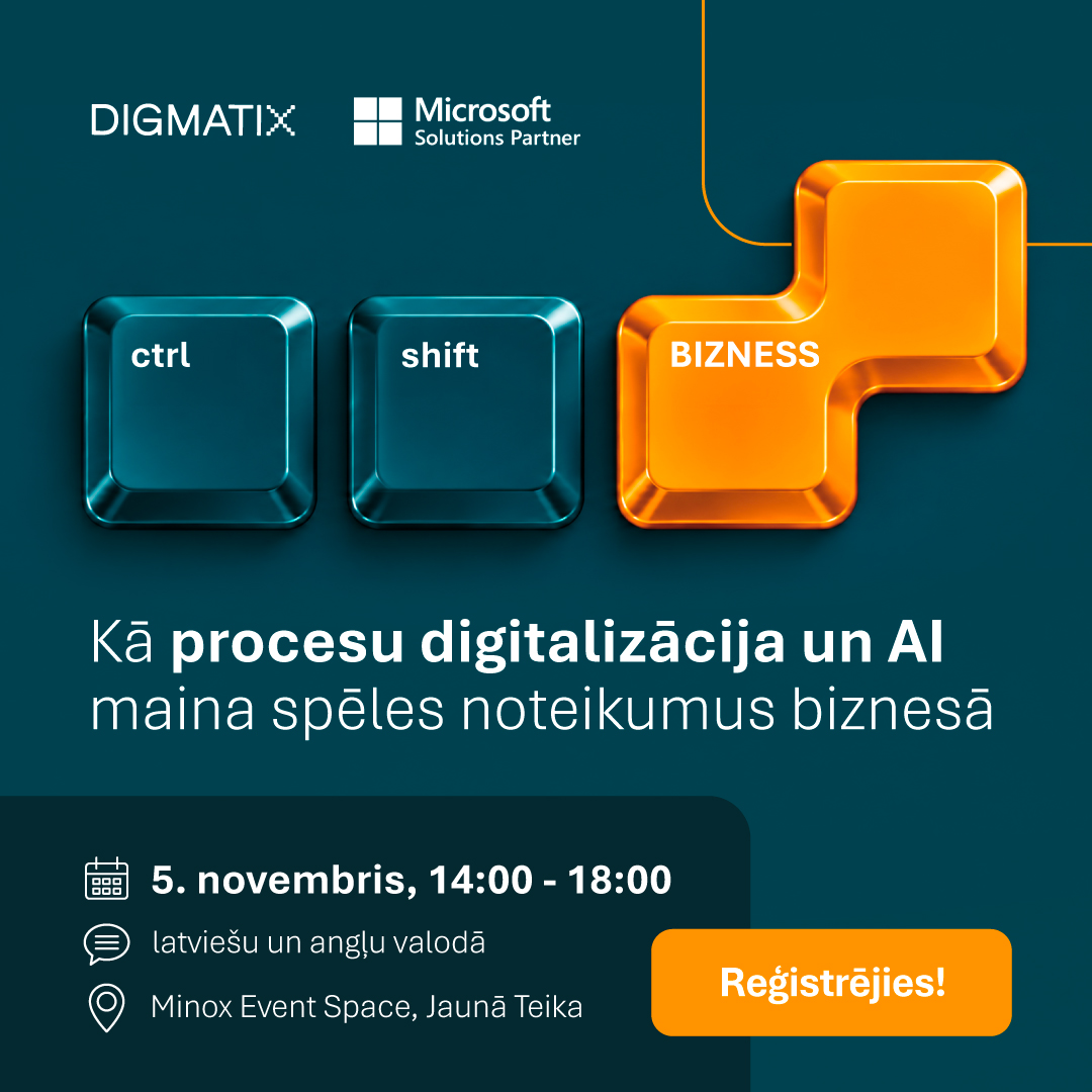 CTRL + SHIFT + BIZNESS. Kā procesu digitalizācija un AI maina spēles noteikumus biznesā?