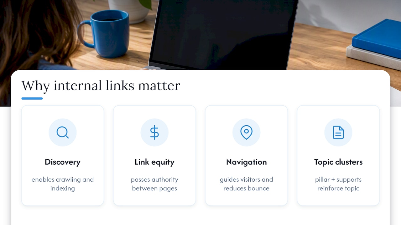 Why internal linking matters for SEO and user experience — overview diagram