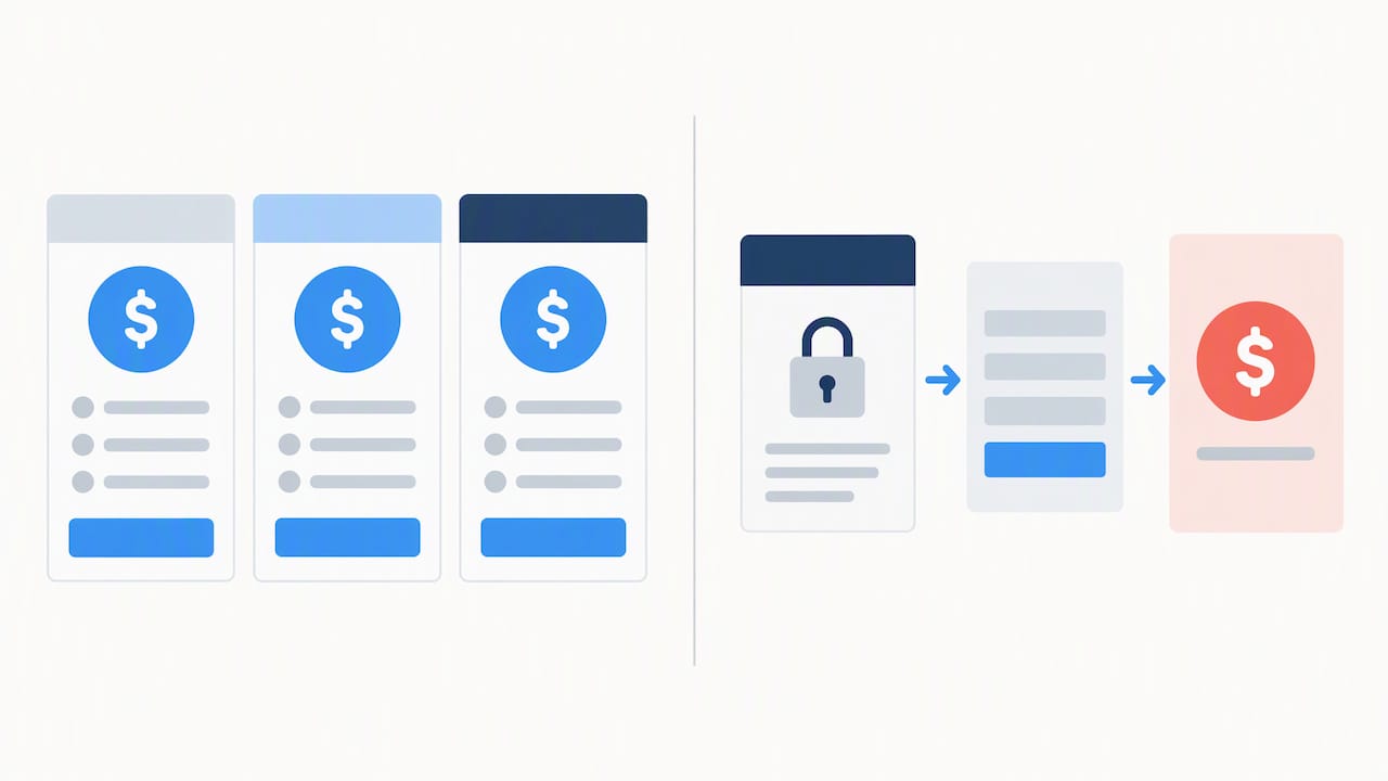 Published software tiers beside quote-only pricing