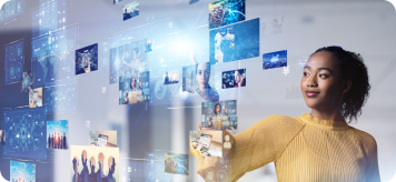 Person interacting with a digital interface