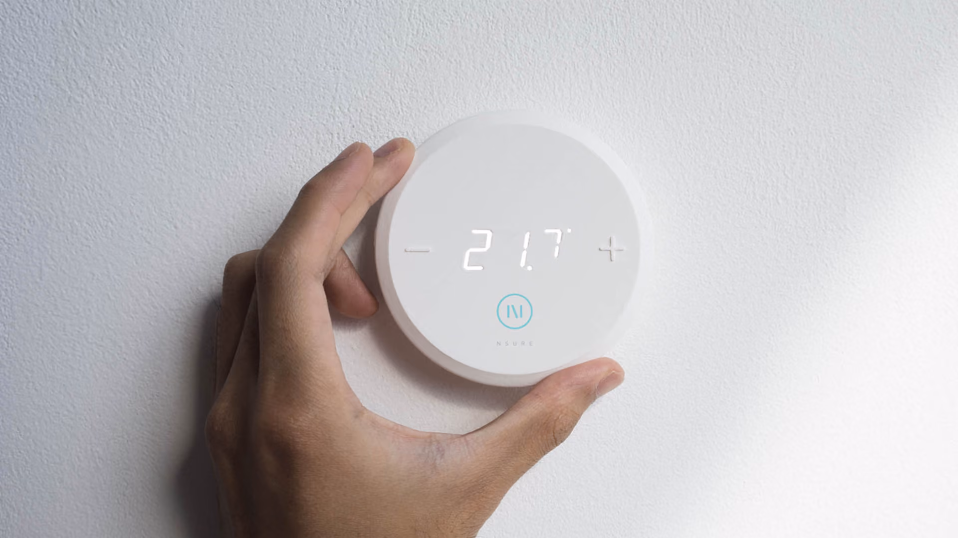 Inspired by the honeywell thermostat, this compact design showcases the temperature on the surface of the device when in use and otherwise blends into the wall.