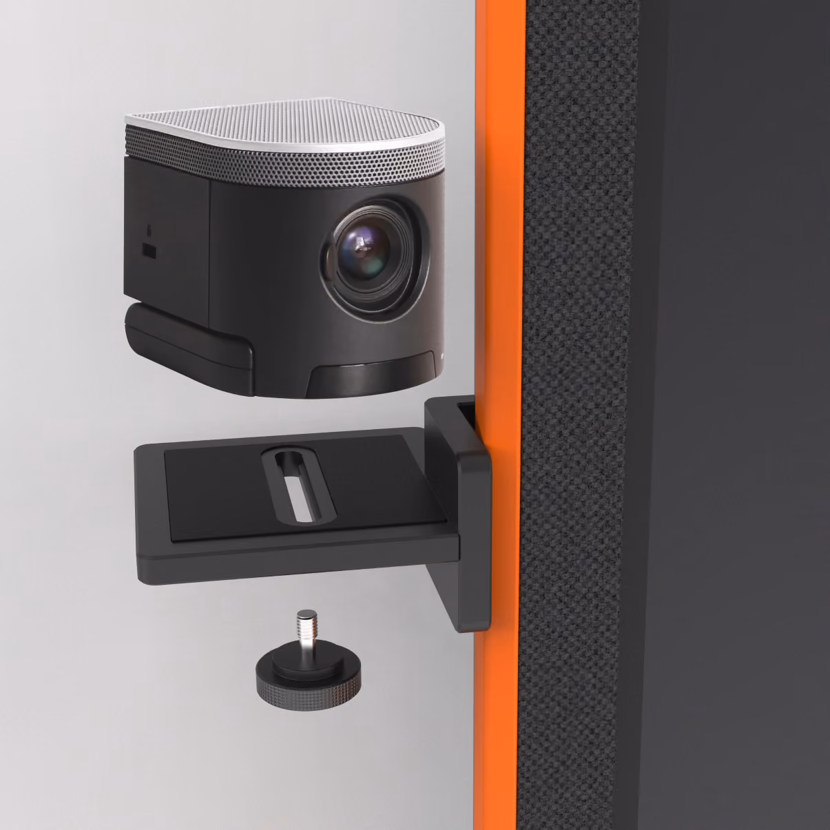 Magnetic Camera mount fo the Canvas that hangs at eye height on either side due to a clever design and prevents looking at the crown or underside of the chin