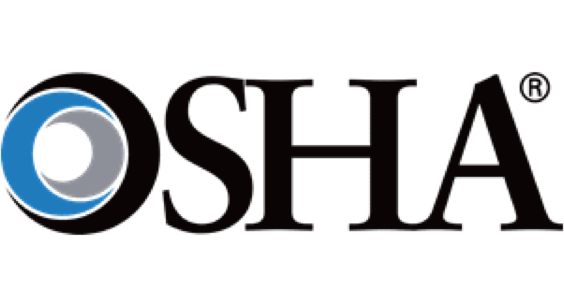 OSHA logo with blue and gray circular design to the left of black OSHA text.