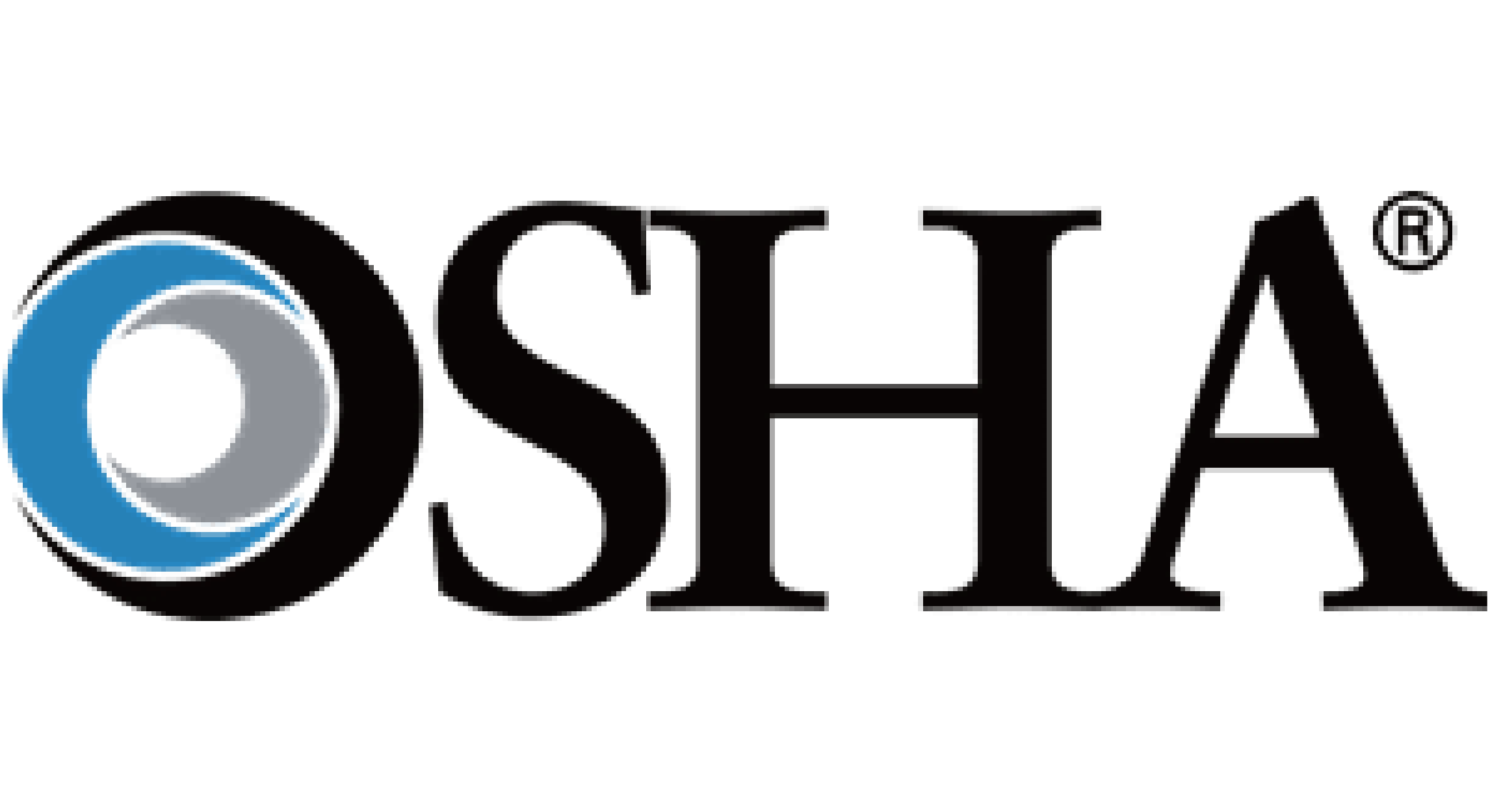 OSHA logo with blue and gray circular design to the left of black OSHA text.