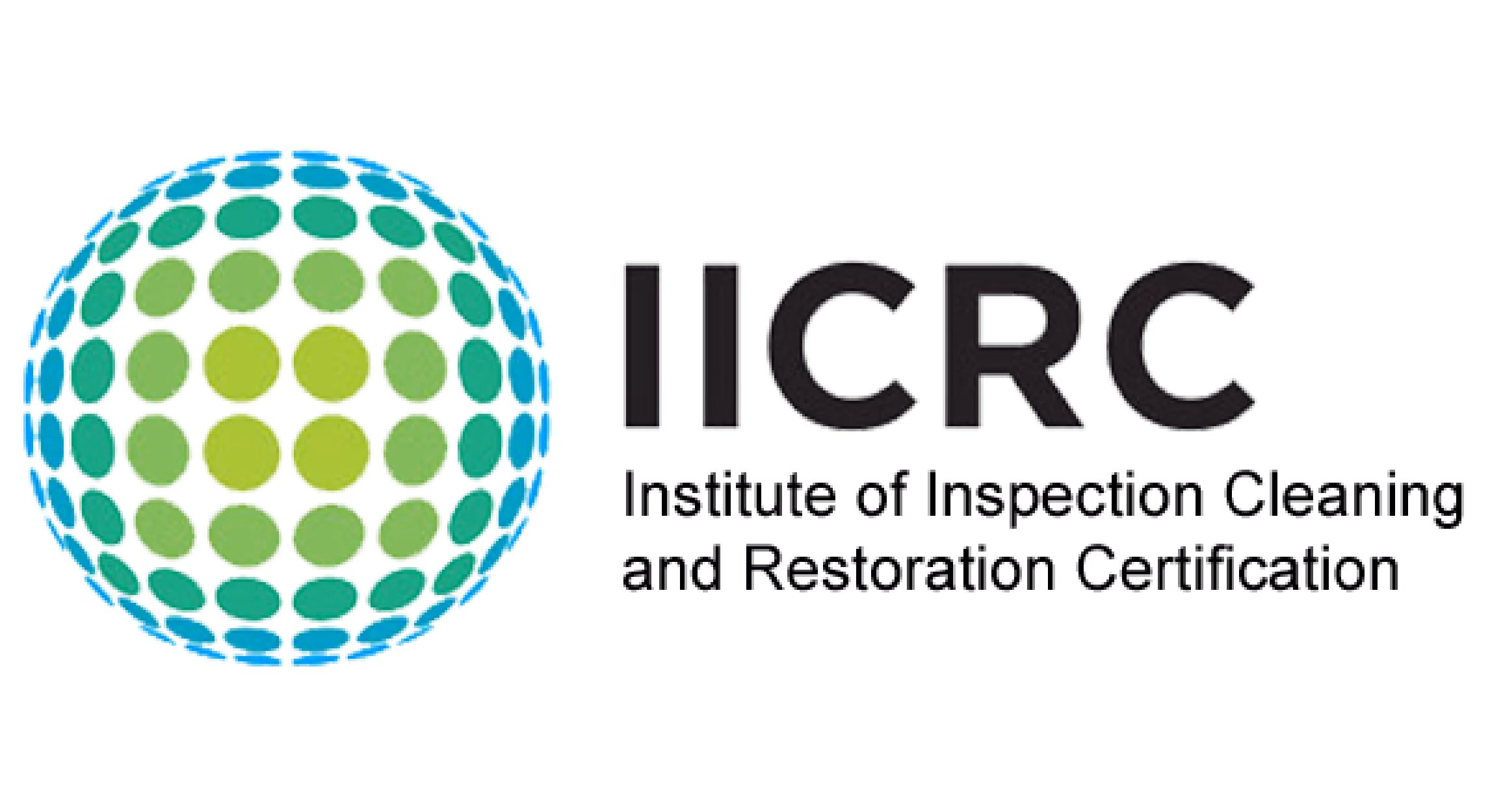 Logo with a dotted globe in green and blue next to the letters IICRC.