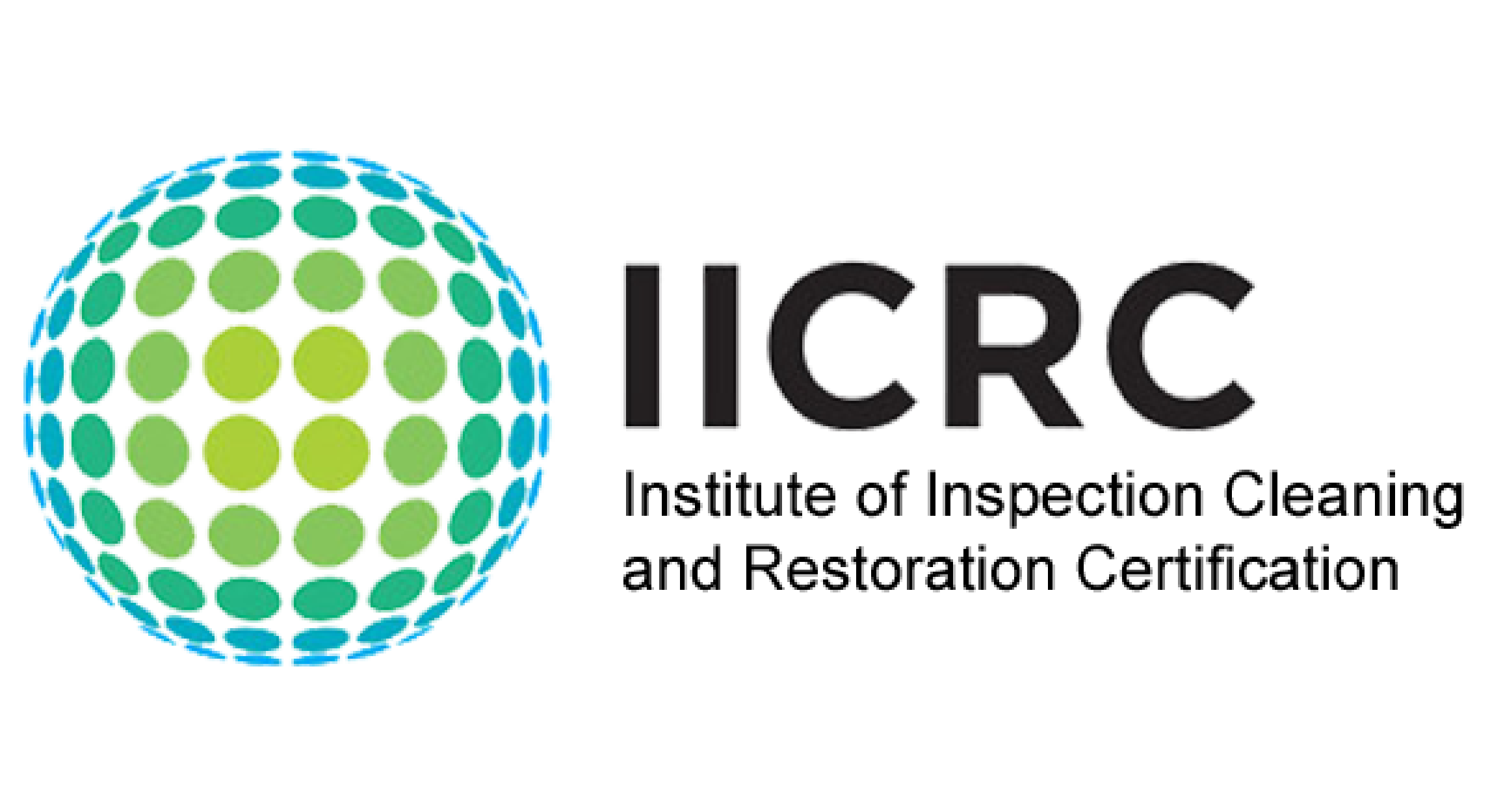 Logo with a dotted globe in green and blue next to the letters IICRC.