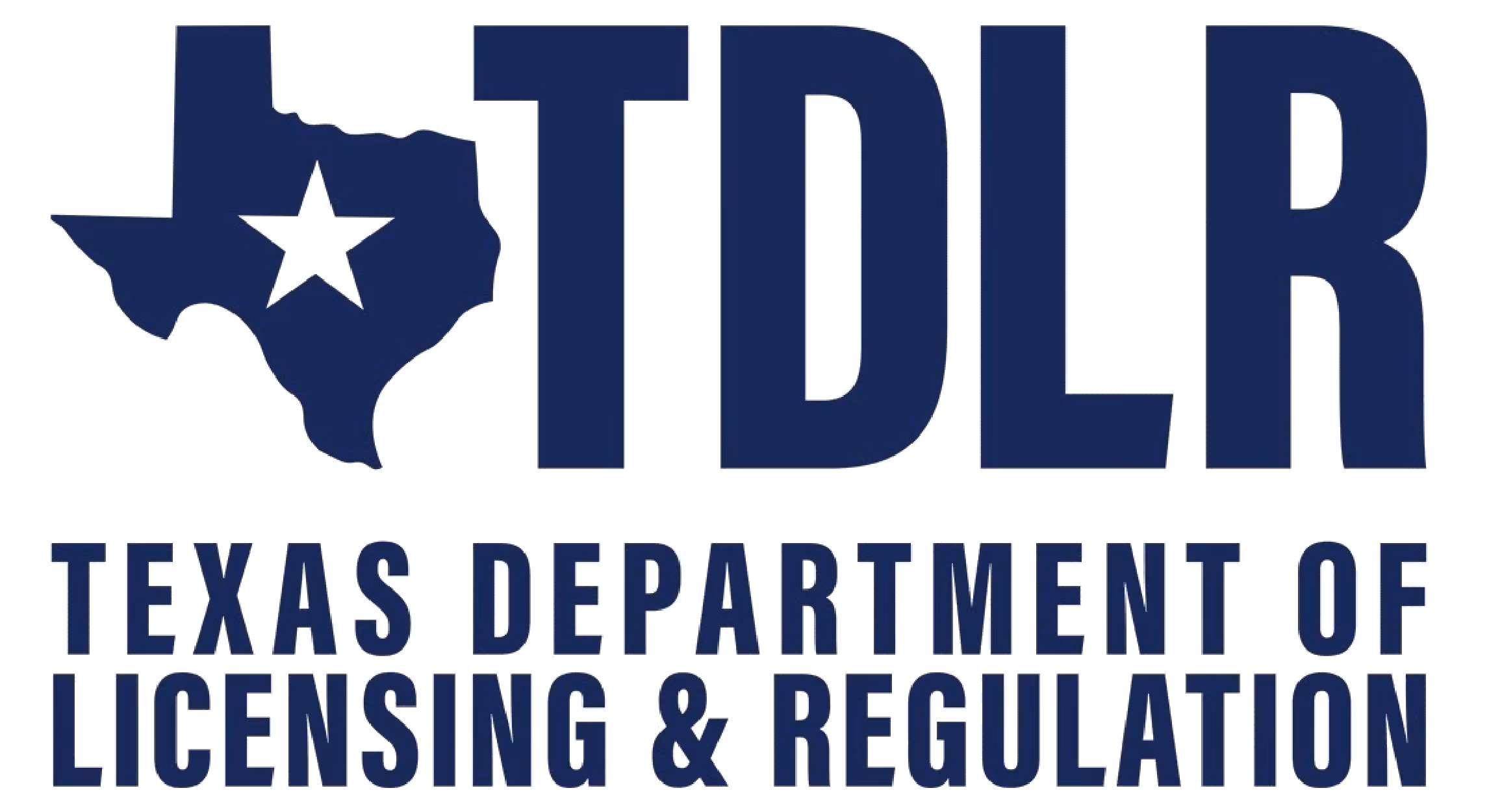 Logo of Texas Department of Licensing and Regulation with state shape and star.