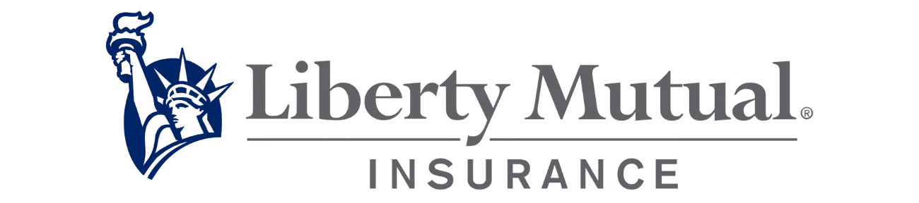 Liberty Mutual Insurance logo with the Statue of Liberty icon in blue and gray text.
