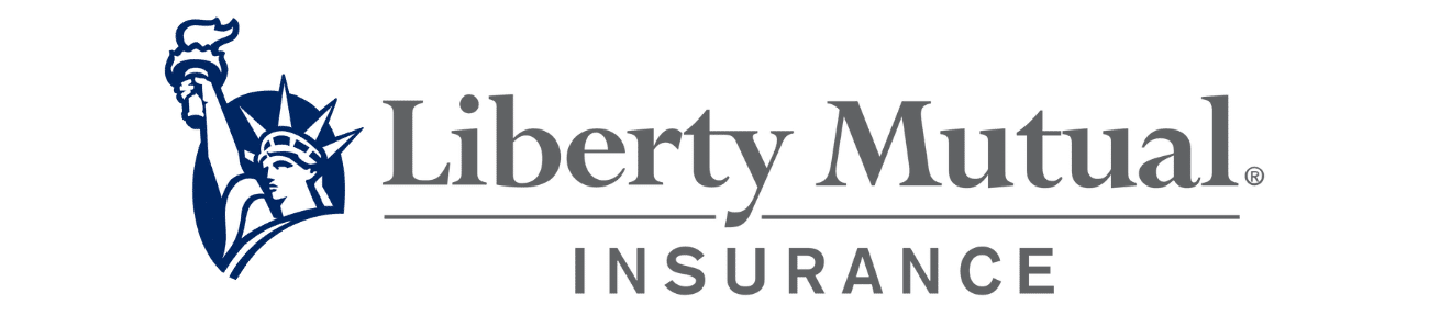 Liberty Mutual Insurance logo with the Statue of Liberty icon in blue and gray text.