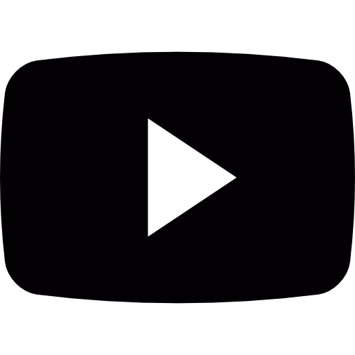 Black YouTube play button icon with a white play triangle in the center.