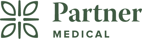 Partner Medical logo with stylized leaf emblem to left of the text.