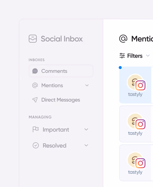 Social media inbox for managing mentions