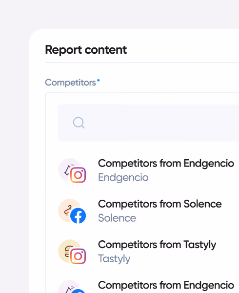 Social media competitor content report with post performance data