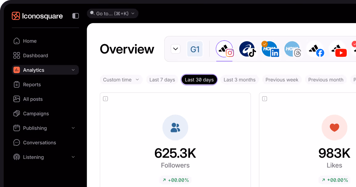 Overview of the analytics section on Iconosquare