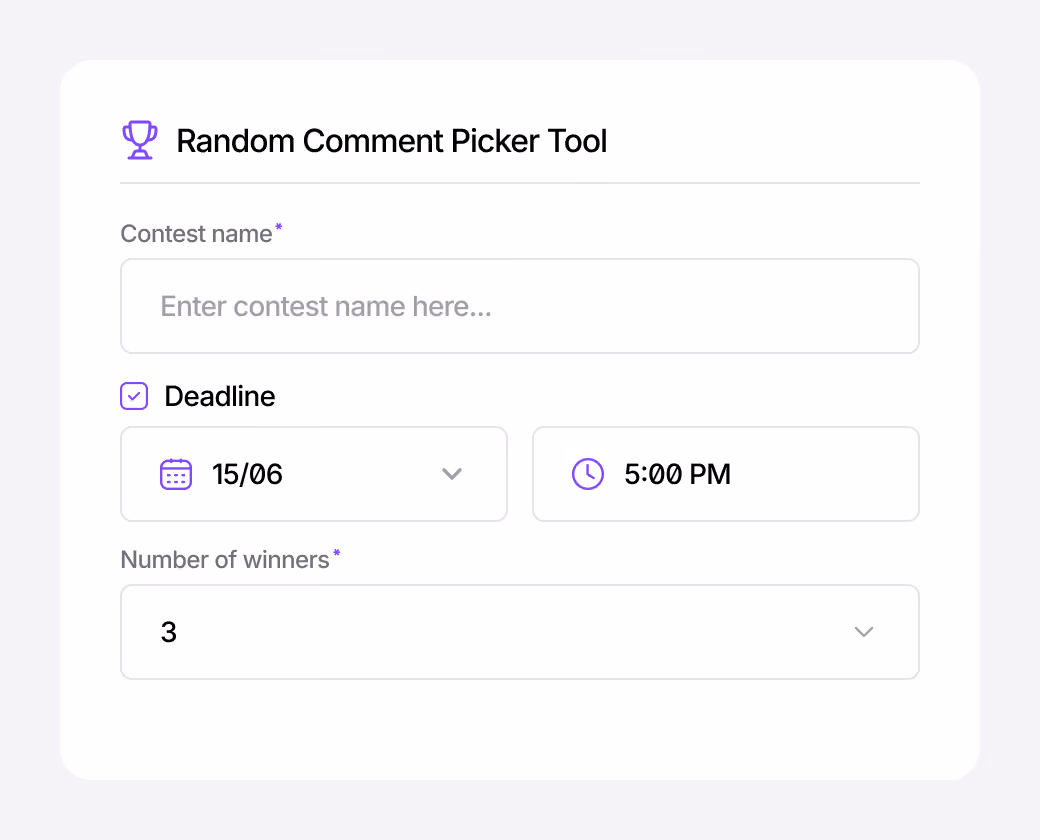 Social media tool for randomly selecting comments from a post