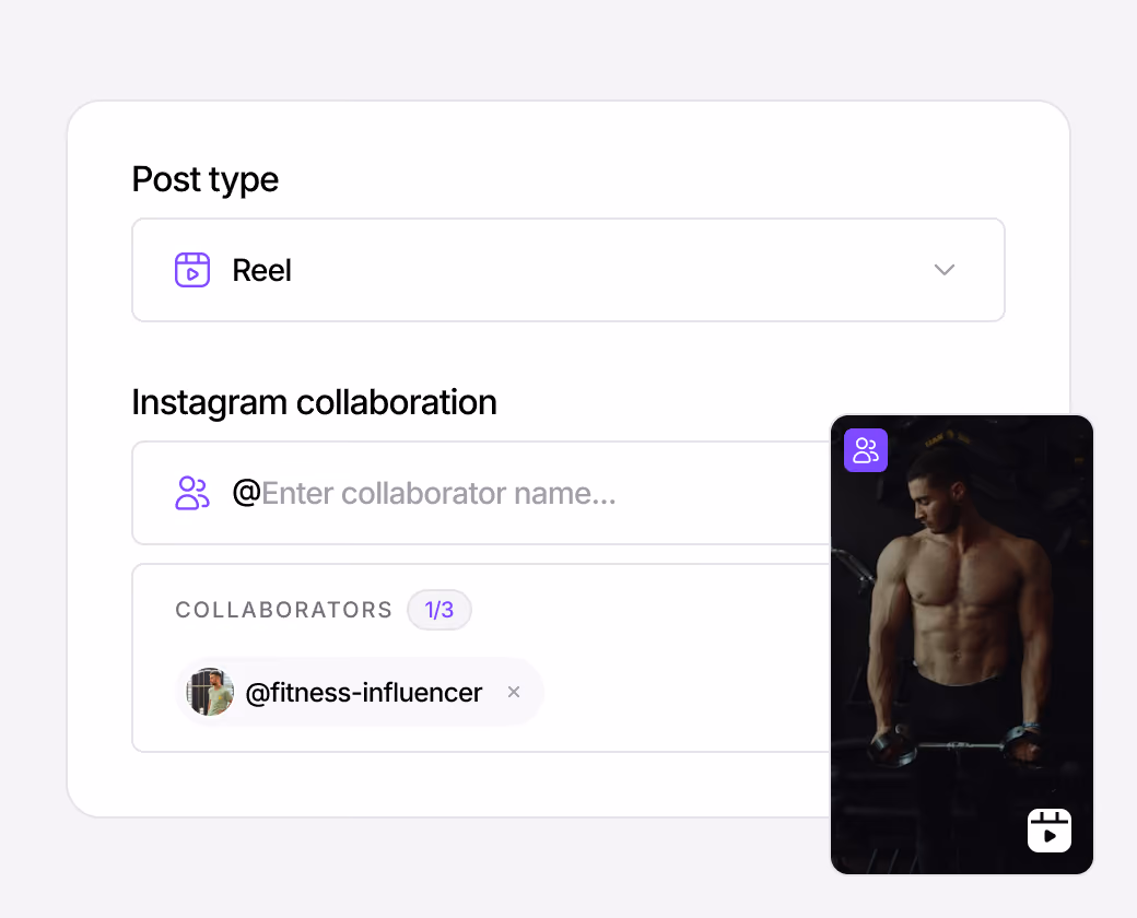 Adding collaborators in an Instagram post in the social media editor