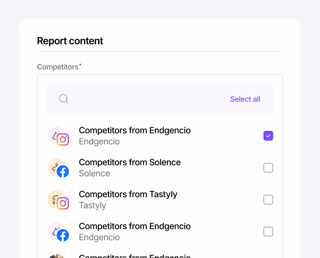 Creating a competitors report