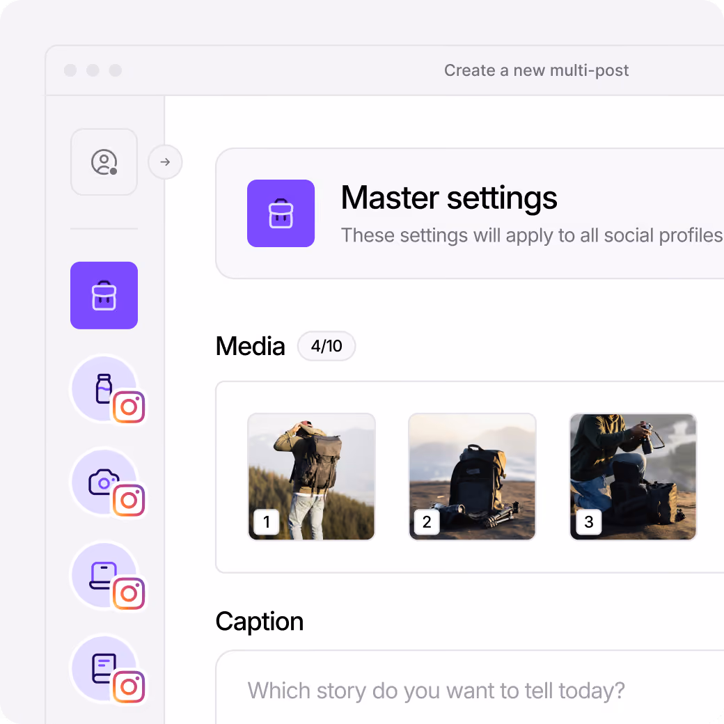 Instagram post editor for adding media and captions
