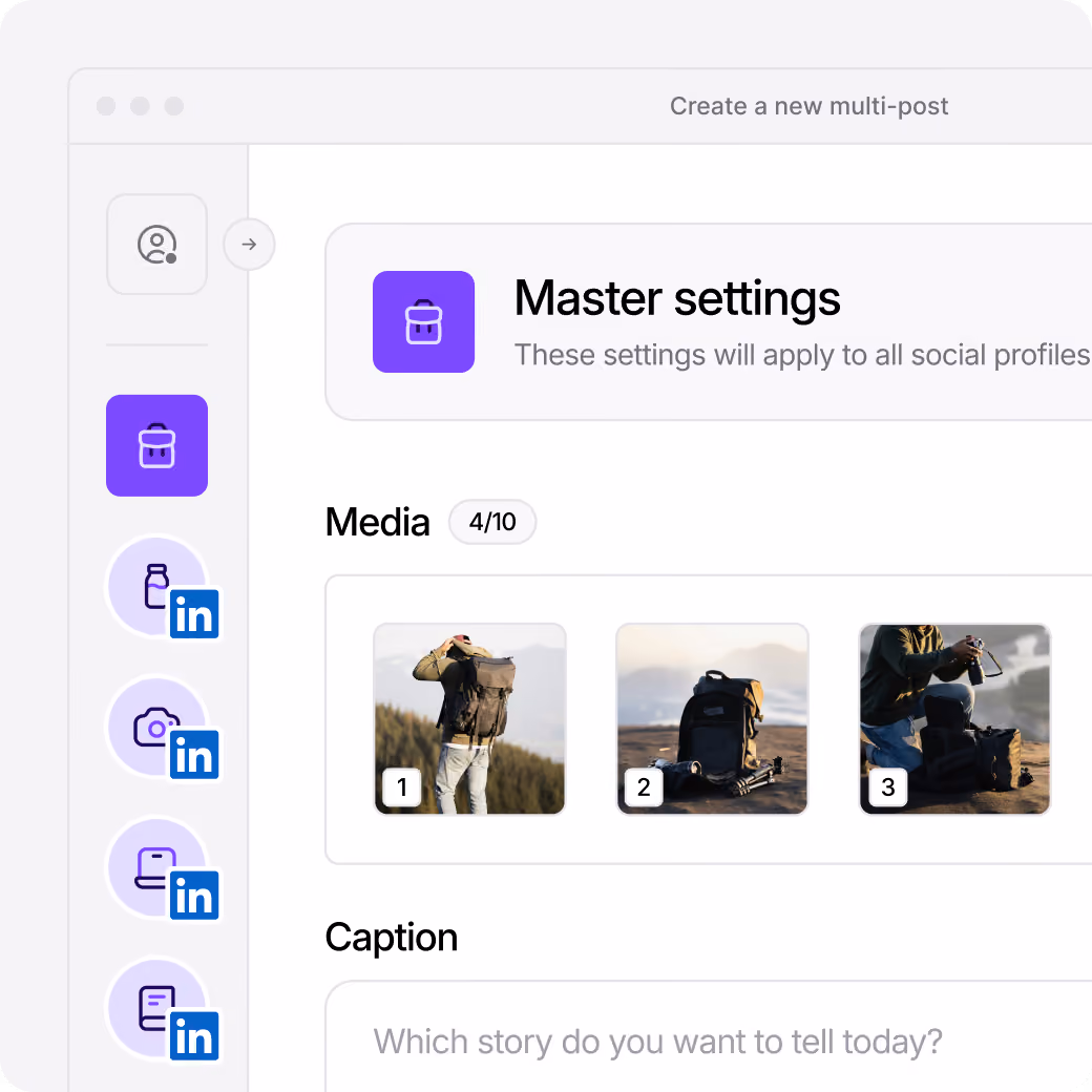 LinkedIn publishing settings for creating and scheduling posts