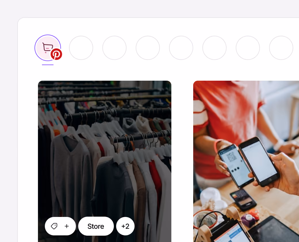 Pinterest content preview showing multiple posts 