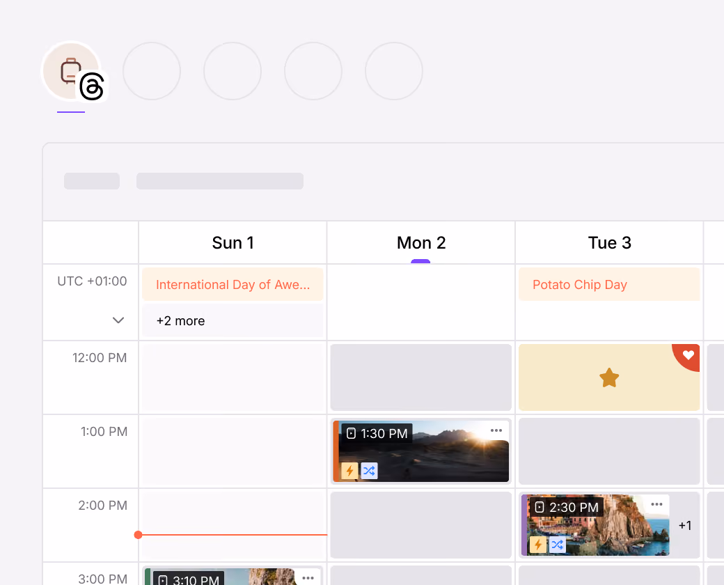 Threads content calendar showing scheduled posts