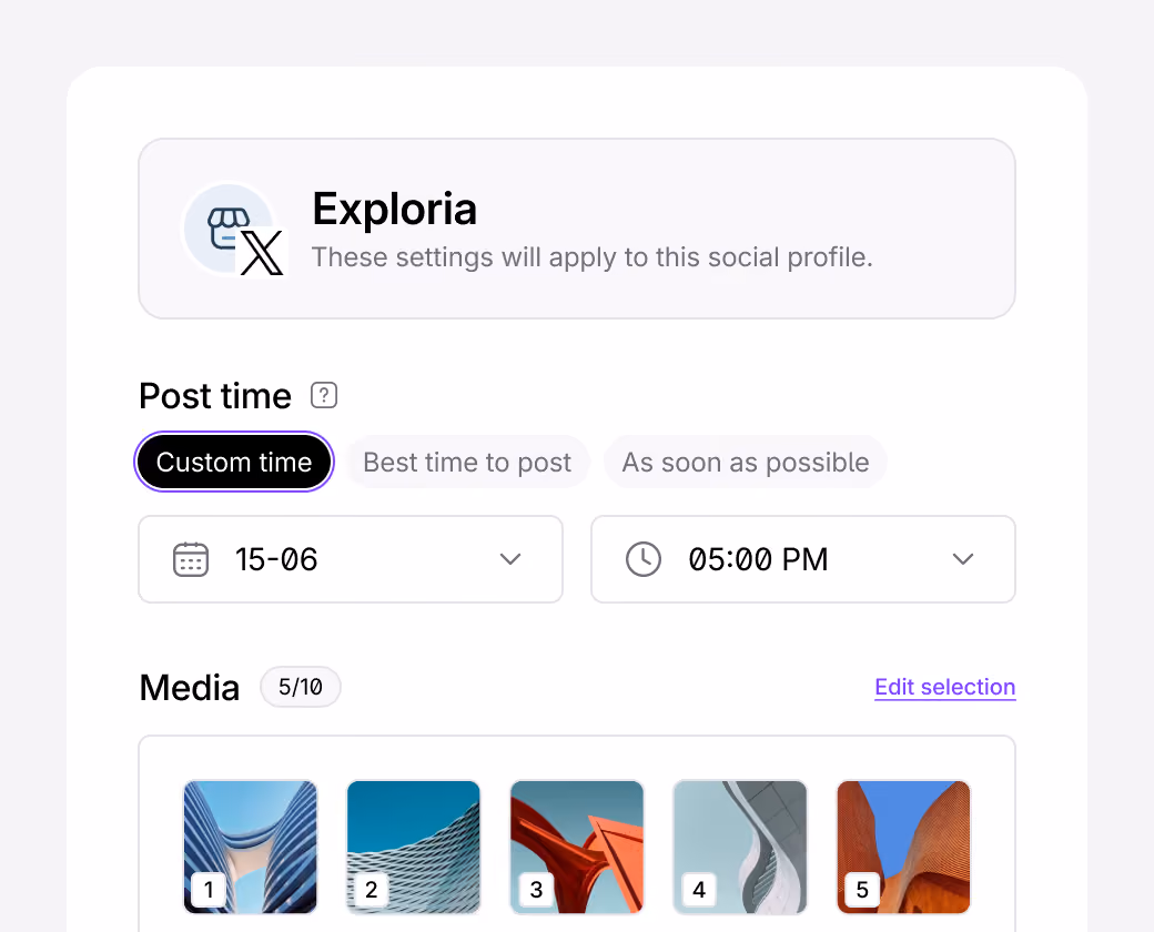 X post editor for adding media and captions